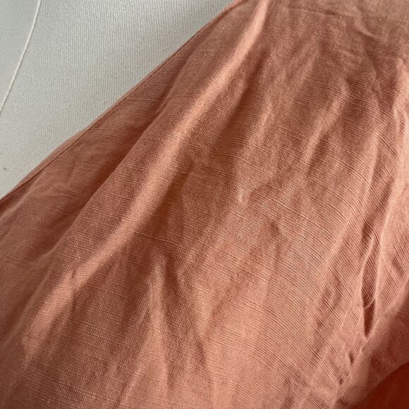 Madewell Midi Dress Womens 10 Pink/Orange Linen Blend Dolman Sheer Boho Cottage - Picture 5 of 16